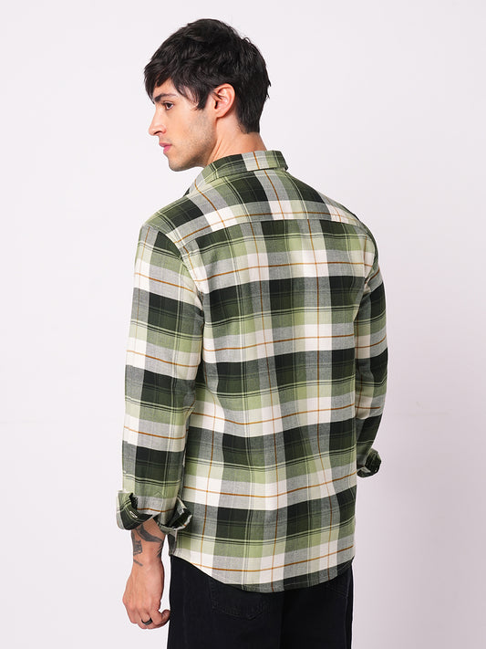 Premium Cotton Elegant Green Vibe Check Shirt