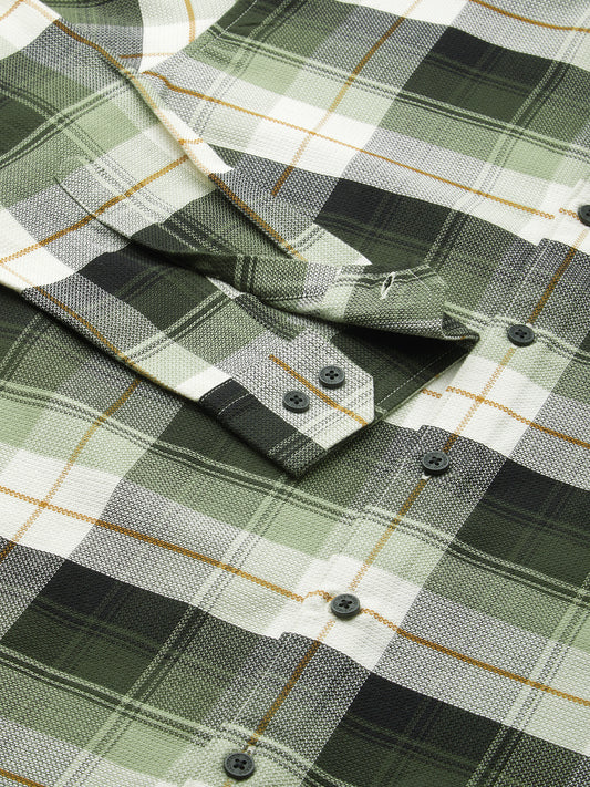 Premium Cotton Elegant Green Vibe Check Shirt