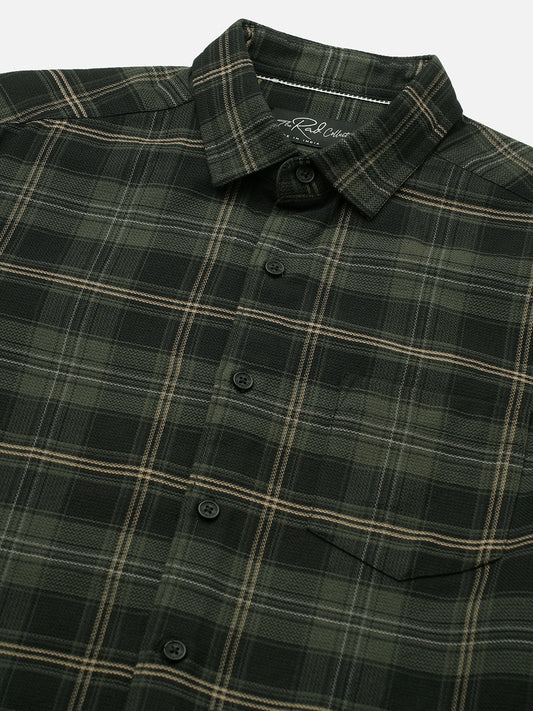 Premium Cotton Olive & Black Tartan Checked Shirt