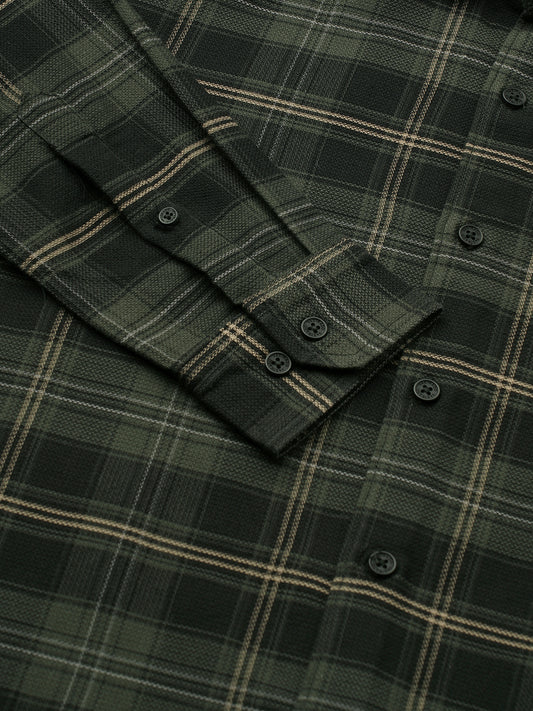 Premium Cotton Olive & Black Tartan Checked Shirt