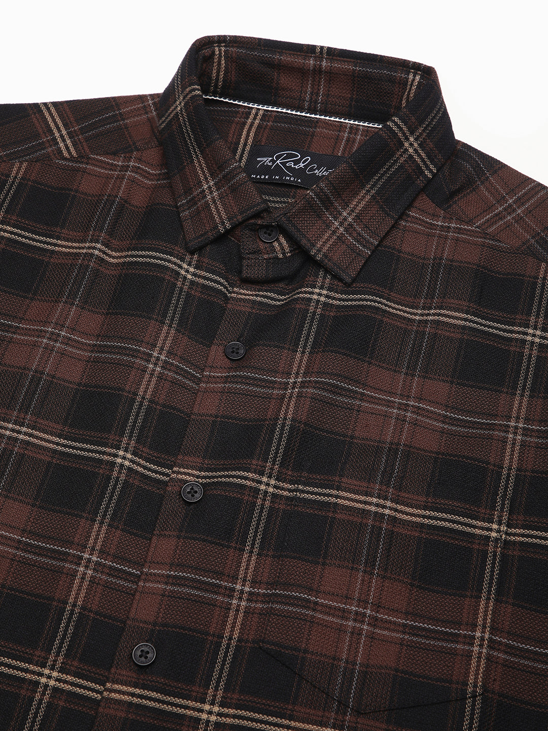 Premium Cotton Black & Dark Brown Obscura Checks Shirt