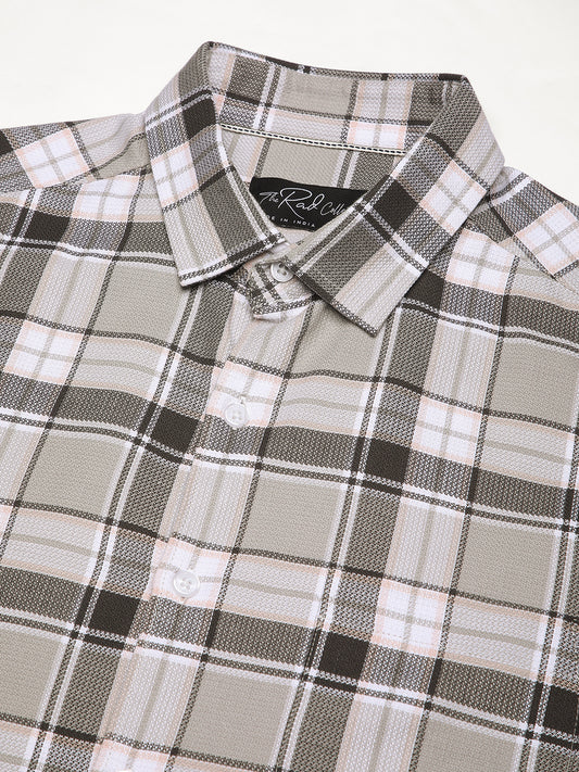 Grey Elegant Plaid Checks Shirt