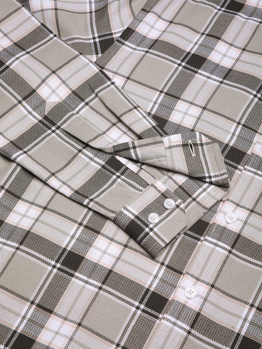 Grey Elegant Plaid Checks Shirt