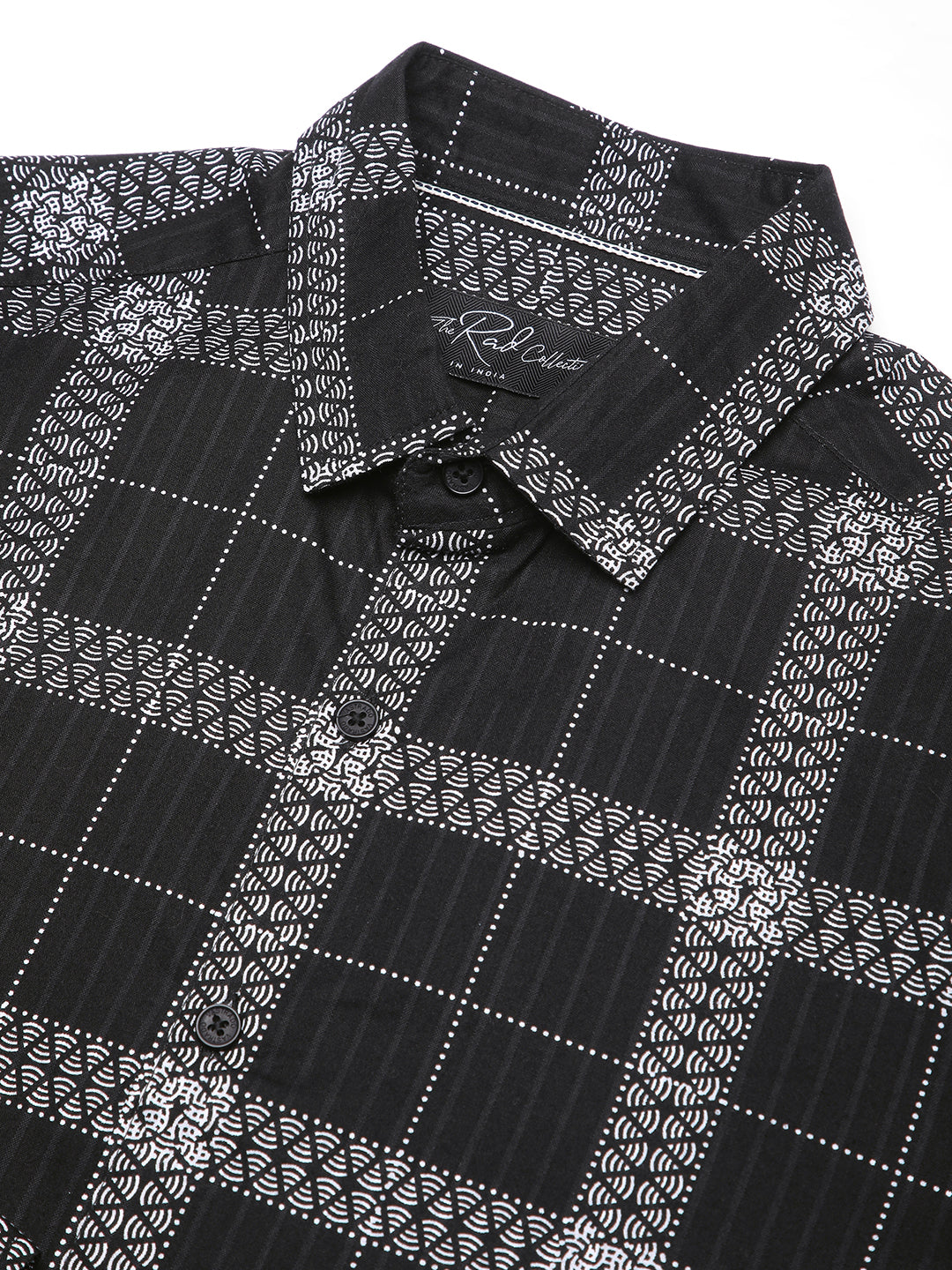Ink Black Glyphs Grid Checks Shirt