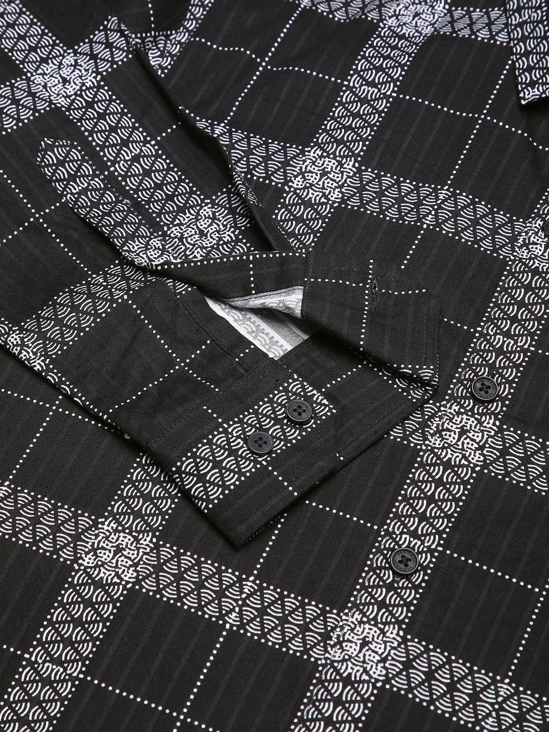 Ink Black Glyphs Grid Checks Shirt