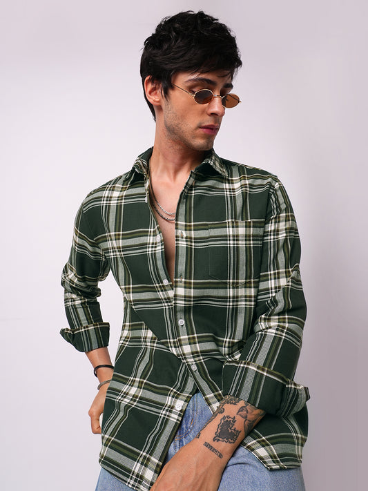 Premium Cotton Evergreen Broad Checks Shirt