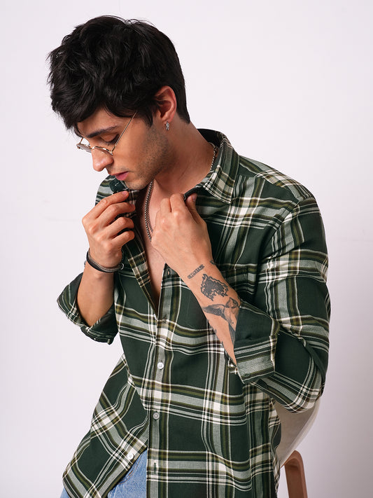 Premium Cotton Evergreen Broad Checks Shirt