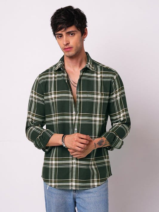 Premium Cotton Evergreen Broad Checks Shirt