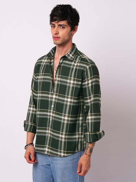Premium Cotton Evergreen Broad Checks Shirt