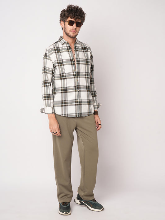 Premium Cotton Classic Ivory Broad Checks Shirt