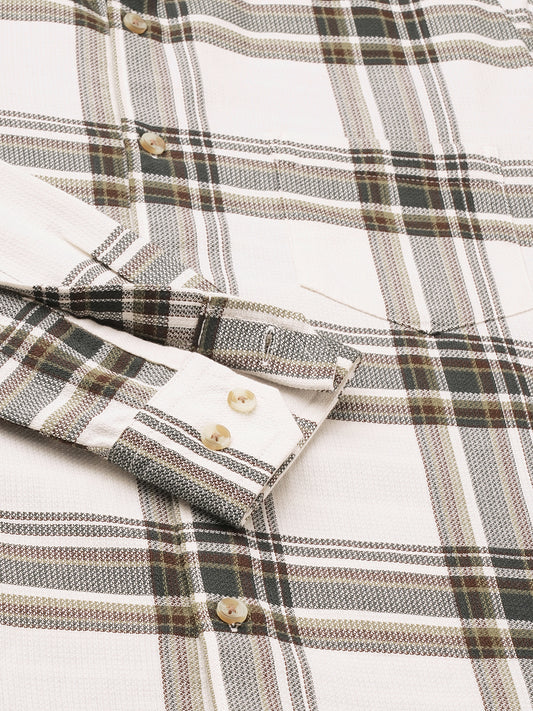Premium Cotton Classic Ivory Broad Checks Shirt