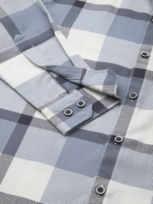 Premium Cotton Blue Glacier Grid Plaid Checks shirt