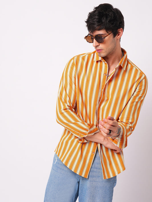 Sunset Orange Vertical Stripe Shirt