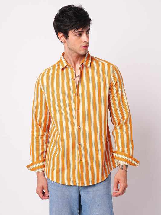 Sunset Orange Vertical Stripe Shirt