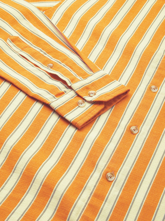 Sunset Orange Vertical Stripe Shirt