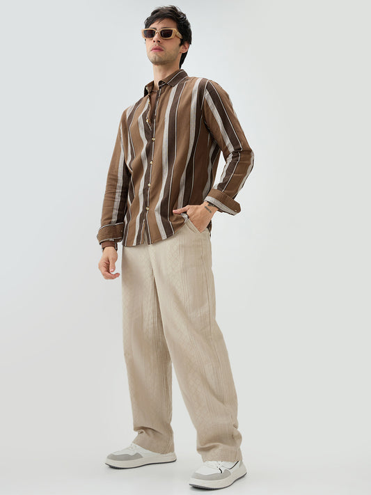 Earthy Brown Sylvan Striped Shirt
