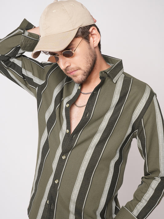 Earthy Brown Sylvan Striped Shirt