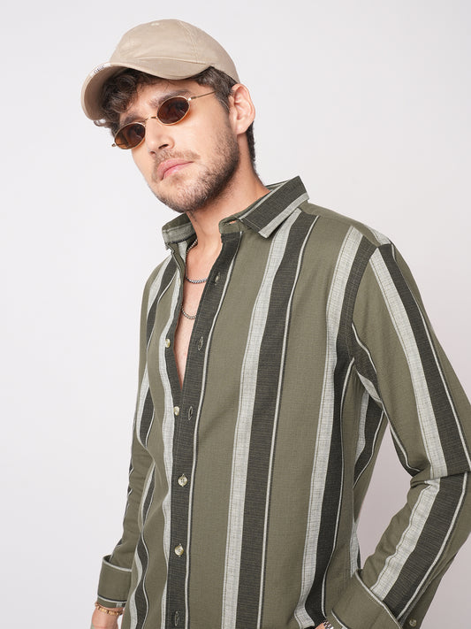 Earthy Brown Sylvan Striped Shirt