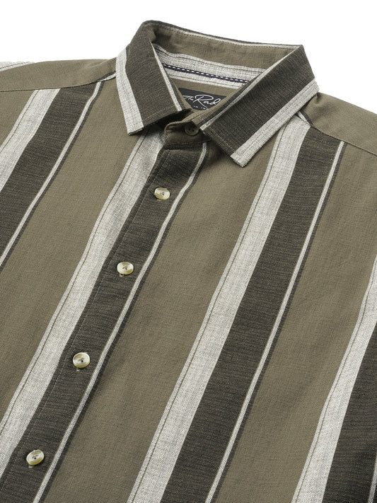 Earthy Brown Sylvan Striped Shirt