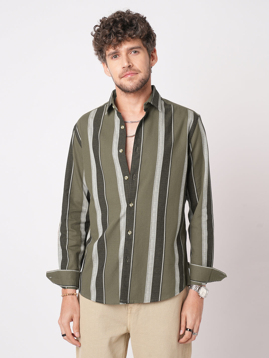 Earthy Brown Sylvan Striped Shirt