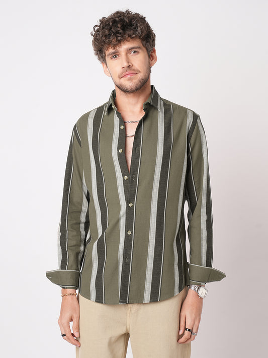 Earthy Brown Sylvan Striped Shirt