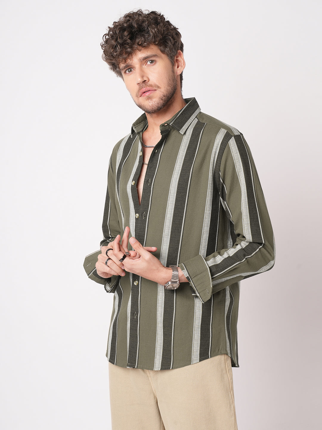 Earthy Brown Sylvan Striped Shirt