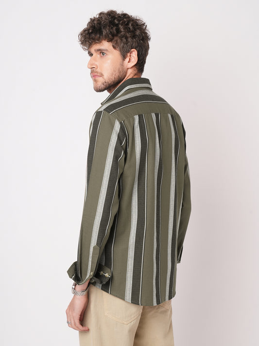 Earthy Brown Sylvan Striped Shirt