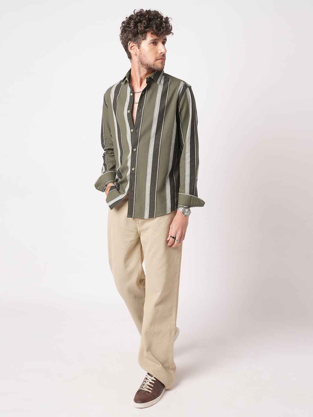 Earthy Brown Sylvan Striped Shirt