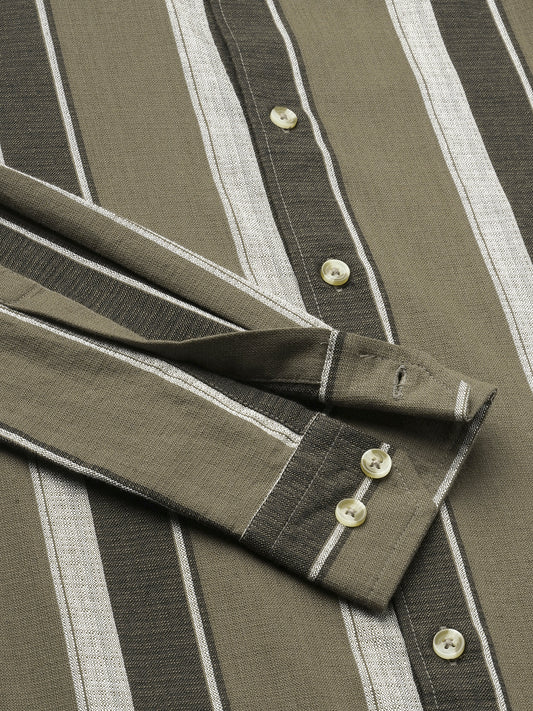 Earthy Brown Sylvan Striped Shirt