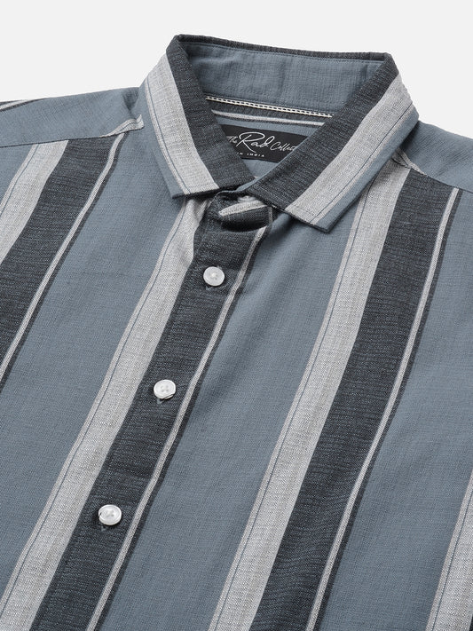 Porpoise Grey & Prussian Blue Striped Shirt