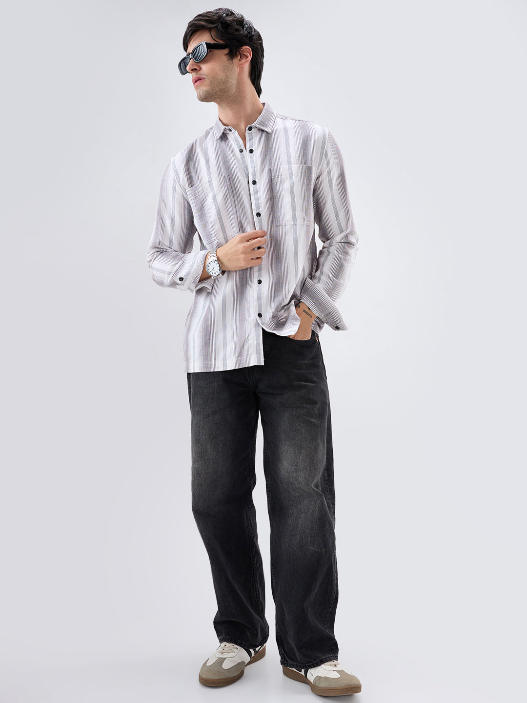Contrast Echo Stripescape Double Pocket Shirt