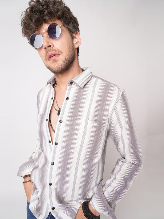 Contrast Echo Stripescape Double Pocket Shirt