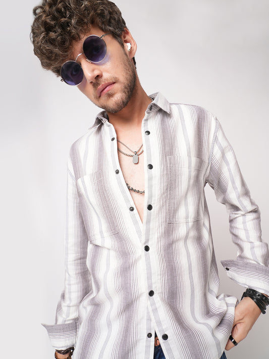 Contrast Echo Stripescape Double Pocket Shirt
