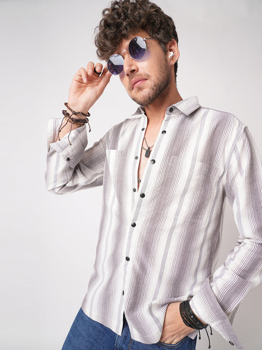 Contrast Echo Stripescape Double Pocket Shirt