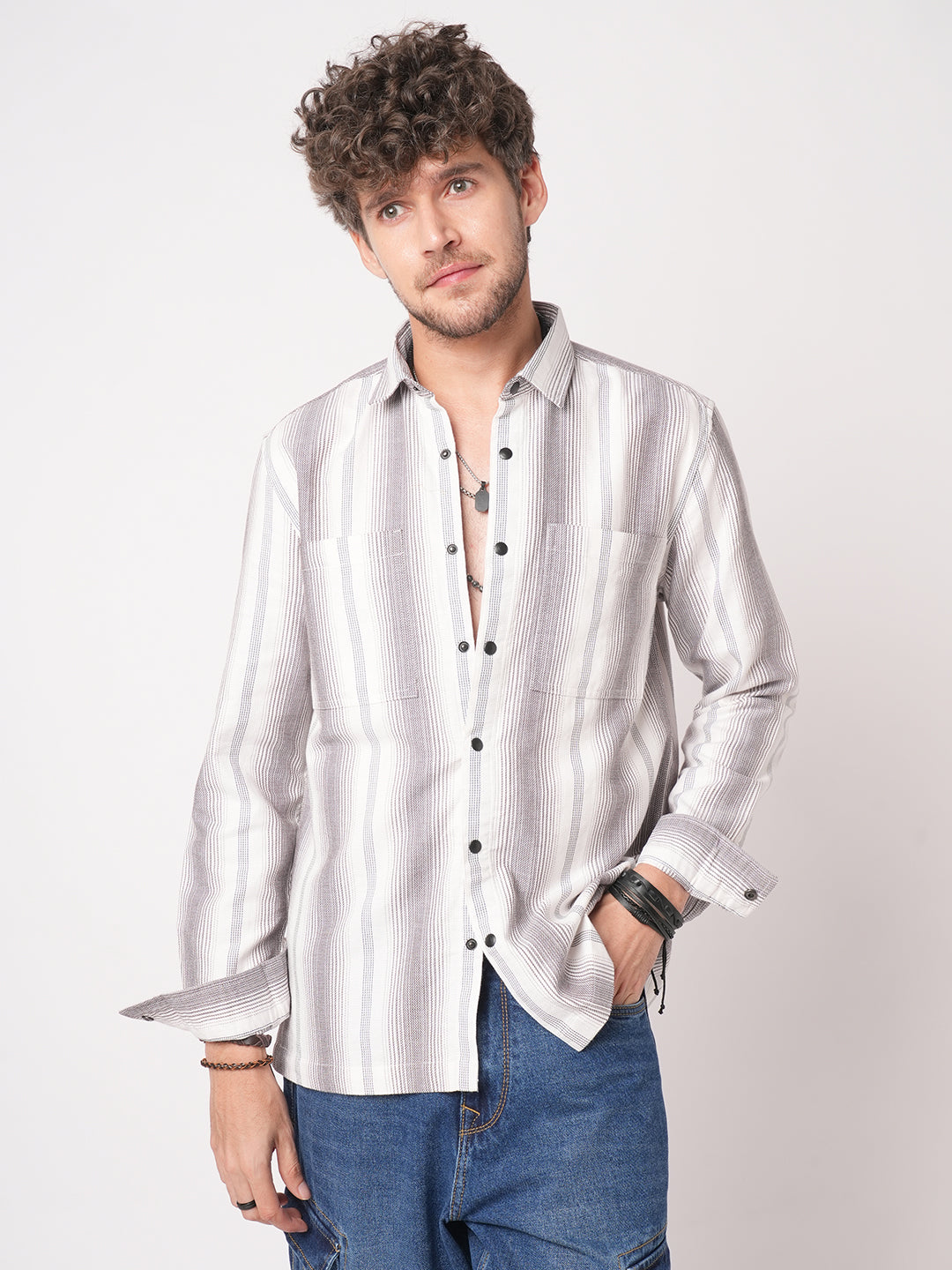 Contrast Echo Stripescape Double Pocket Shirt