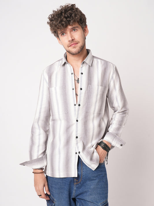 Contrast Echo Stripescape Double Pocket Shirt