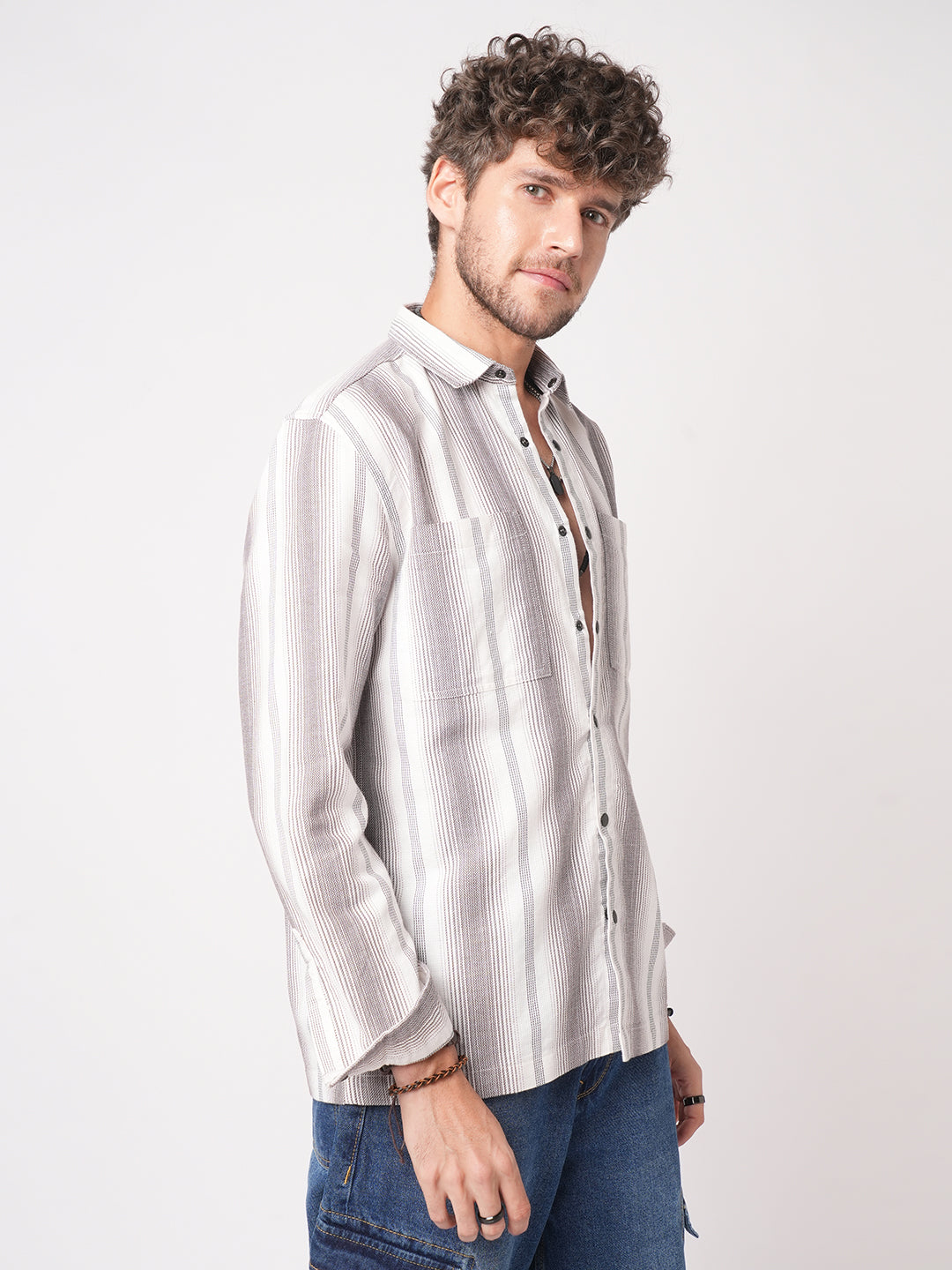 Contrast Echo Stripescape Double Pocket Shirt