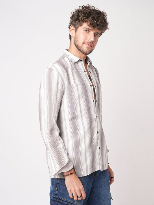 Contrast Echo Stripescape Double Pocket Shirt