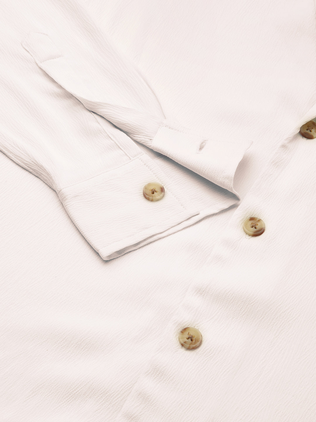Pure White Hue Crinkled Lapel Collar Oversized Shirt