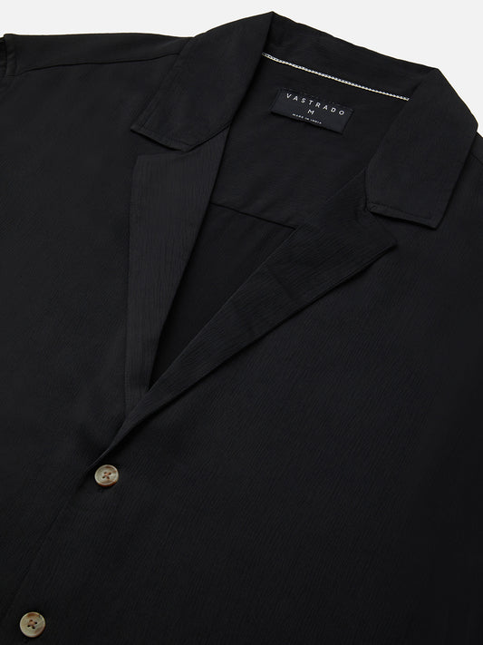 Low key Luxe Black Lapel Collar Oversized Shirt
