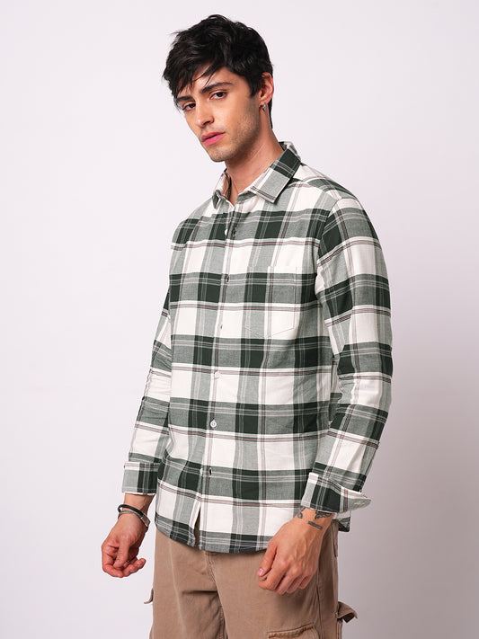 Premium Cotton Ivory Forest Plaid Checks Shirt