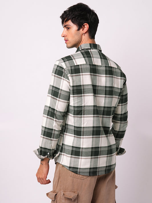 Premium Cotton Ivory Forest Plaid Checks Shirt