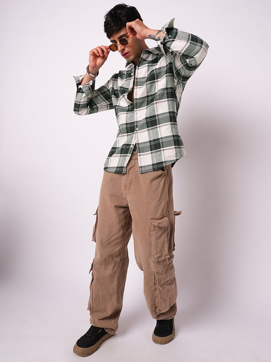 Premium Cotton Ivory Forest Plaid Checks Shirt