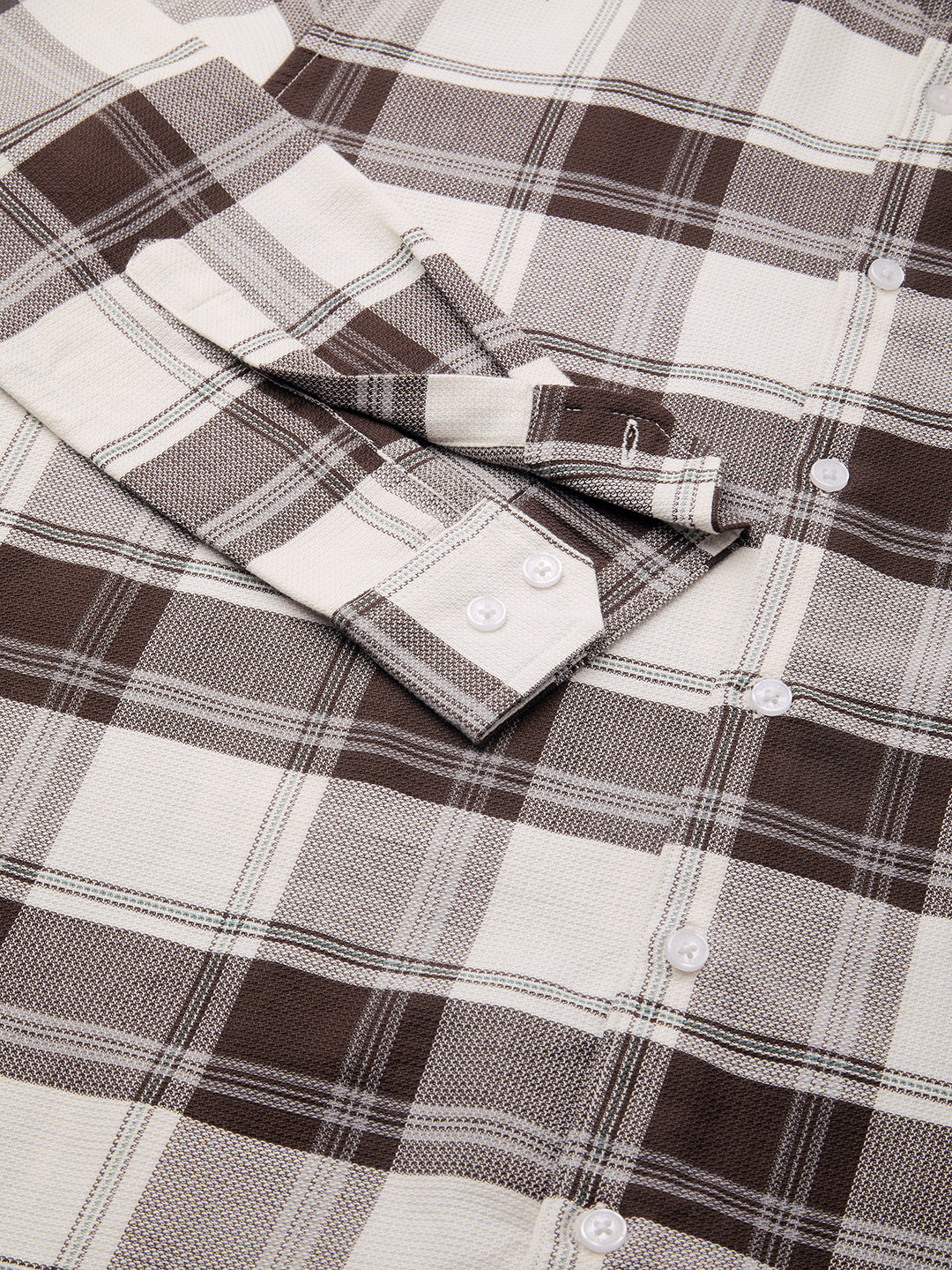 Premium Cotton Classic White & Brown Tartan Checks