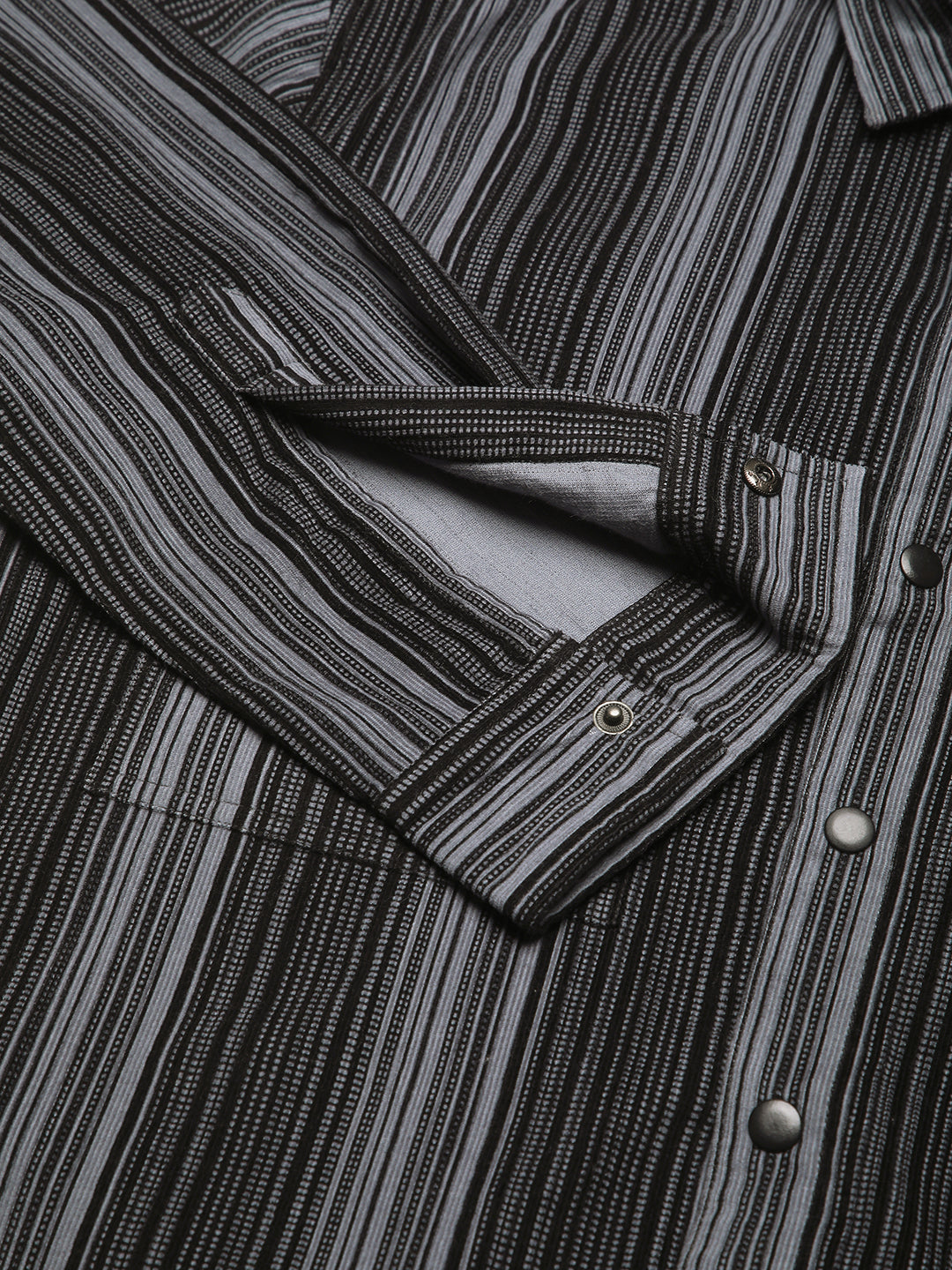 Graphite Striped Double Pocket Corduroy Shirt