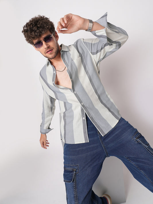 Premium Cotton Classic Dual Tone Broad Stripes Shirt