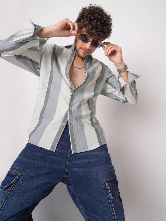 Premium Cotton Classic Dual Tone Broad Stripes Shirt