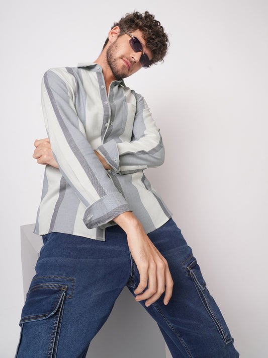 Premium Cotton Classic Dual Tone Broad Stripes Shirt