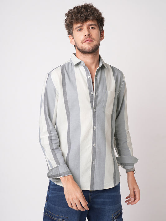 Premium Cotton Classic Dual Tone Broad Stripes Shirt