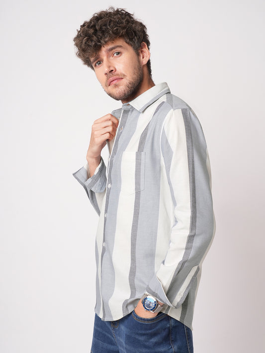 Premium Cotton Classic Dual Tone Broad Stripes Shirt